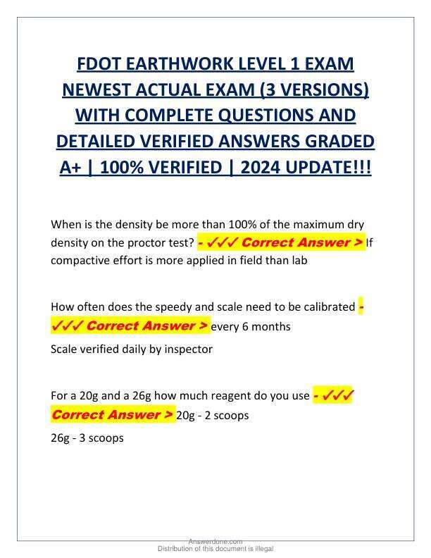 FDOT EARTHWORK LEVEL 1 EXAM NEWEST ACTUAL EXAM.pdf
