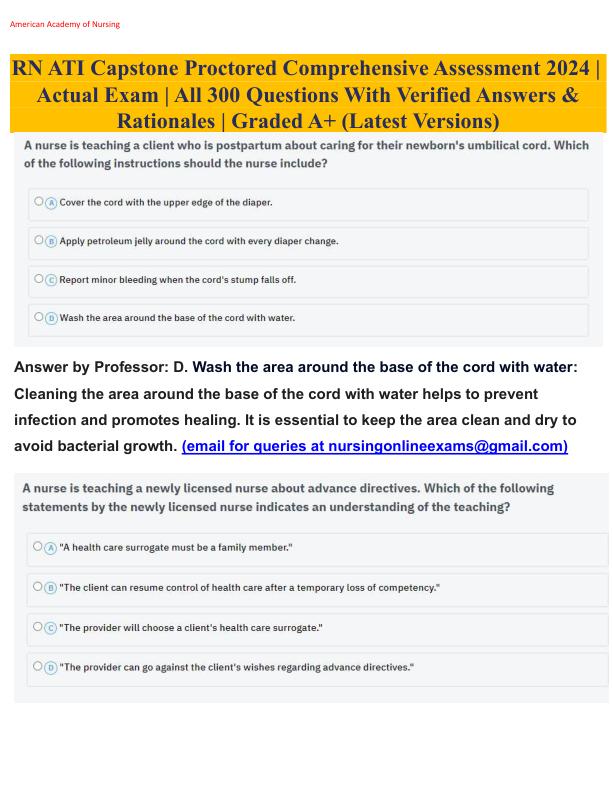2025 ATI RN Capstone Proctored Comprehensive Assessment Final Exam