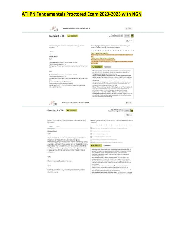 ATI PN Fundamentals Proctored Exam 2023-2025 with NGN
