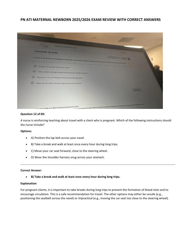 PN ATI MATERNAL NEWBORN 2025 EXAM REVIEW WITH CORRECT ANSWERS
