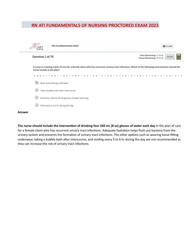ATI RN Fundamentals Actual 2025 Expected Proctored Exam with NGN | All 70 Screenshot Questions and Verified Answers | Guarantee 100% Score on the 2025 RN ATI Fundamentals Proctored Exam