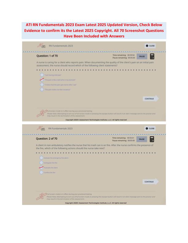 ATI RN Fundamentals Actual 2025 Expected Proctored Exam with NGN | All 70 Screenshot Questions and Verified Answers | Guarantee 100% Score on the 2025 RN ATI Fundamentals Proctored Exam