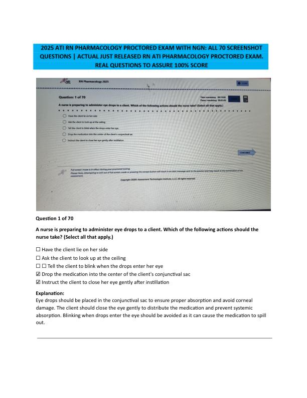 RN ATI PHARMACOLOGY 2025 EXAM WITH NGN
