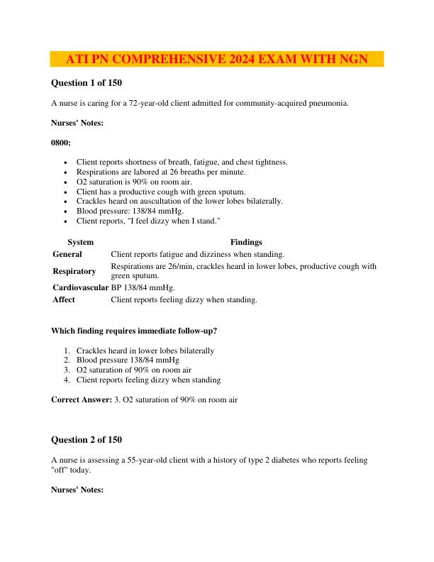 ATI PN COMPREHENSIVE 2024 EXAM WITH NGN