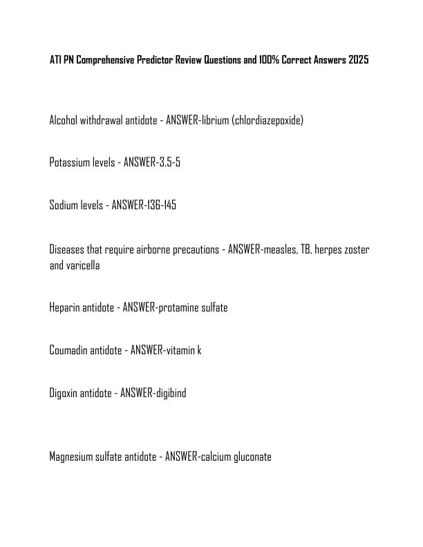 mobile-preview-ATI PN Comprehensive Predictor Review Questions and 100% Correct Answers 2025