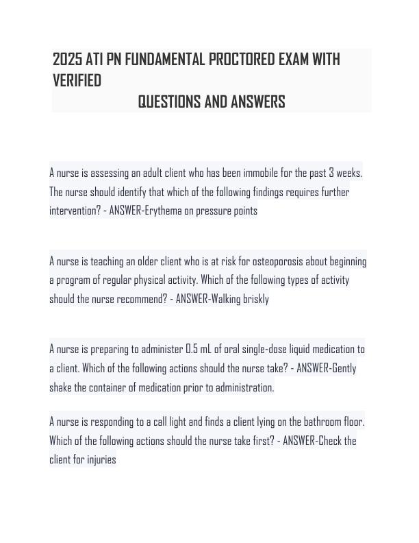 mobile-preview-2025 ATI PN FUNDAMENTAL PROCTORED EXAM WITH VERIFIED QUESTIONS AND ANSWERS