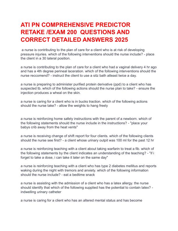mobile-preview-ATI PN COMPREHENSIVE PREDICTOR RETAKE  EXAM 200  QUESTIONS AND CORRECT DETAILED ANSWERS 2025