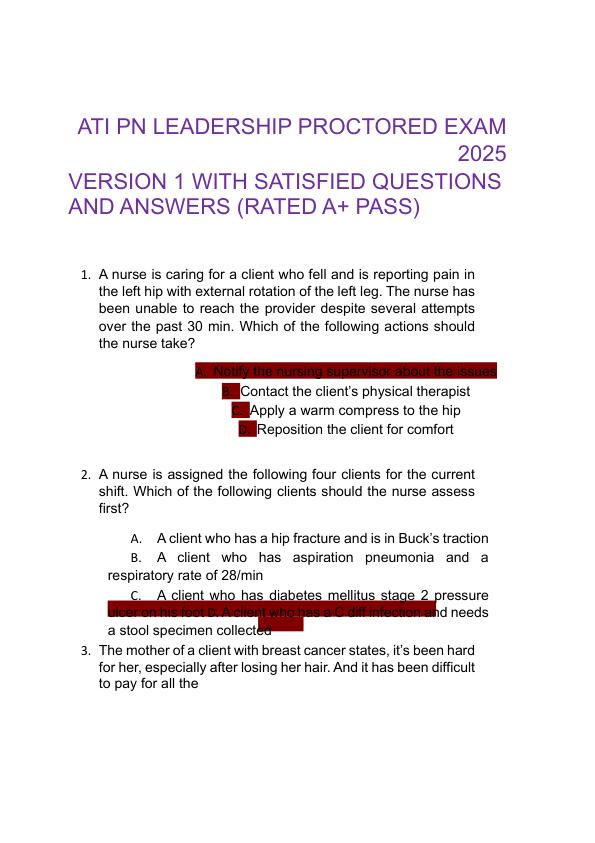 mobile-preview-ATI PN LEADERSHIP PROCTORED EXAM 2025 VERSION 1 WITH SATISFIED QUESTIONS AND ANSWERS (RATED A+ PASS)