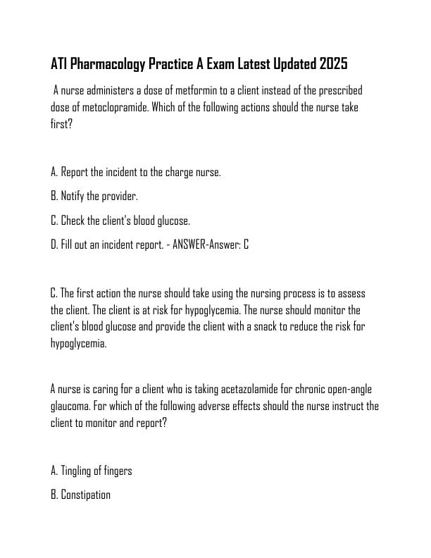 mobile-preview-ATI Pharmacology Practice A Exam Latest Updated 2025 