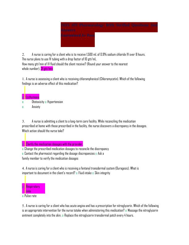 mobile-preview-2025 ATI Pharmacology With Verified Questions And Answers 