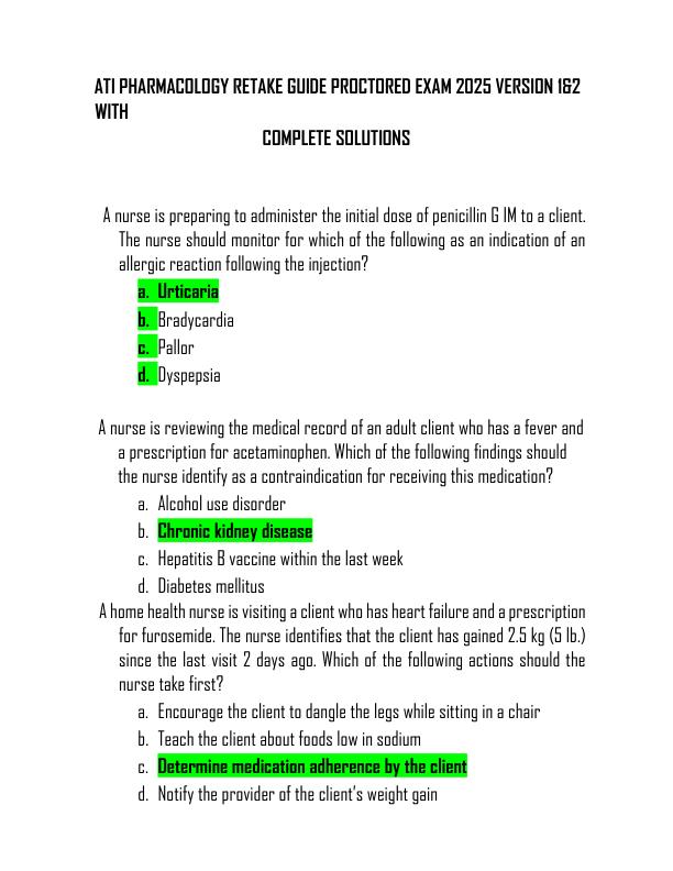mobile-preview-ATI PHARMACOLOGY RETAKE GUIDE PROCTORED EXAM 2025 VERSION 1&2 WITH COMPLETE SOLUTIONS