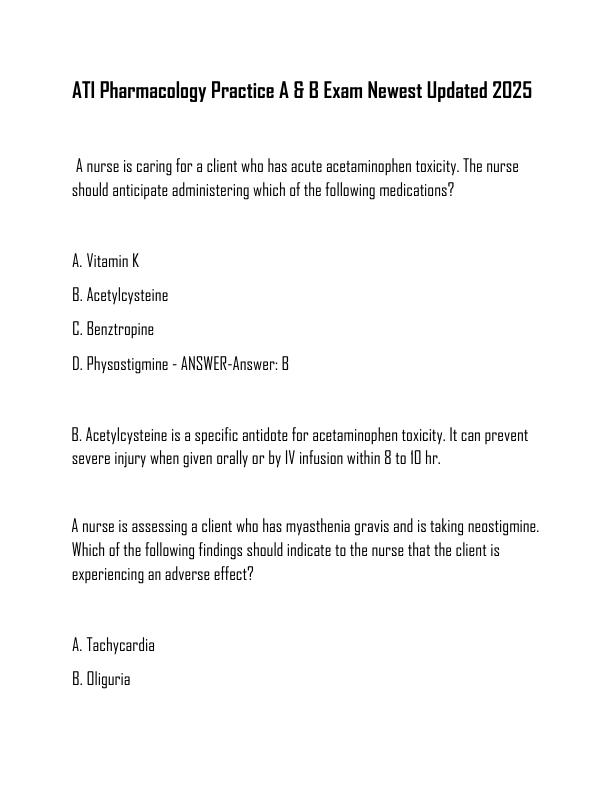 mobile-preview-ATI Pharmacology Practice A & B Exam Newest Updated 2025 