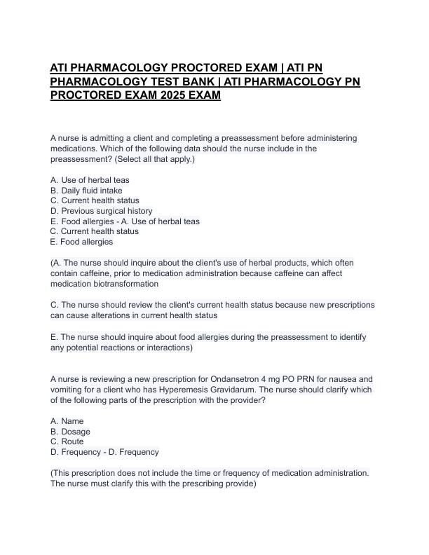 mobile-preview-ATI PHARMACOLOGY PROCTORED EXAM  ATI PN