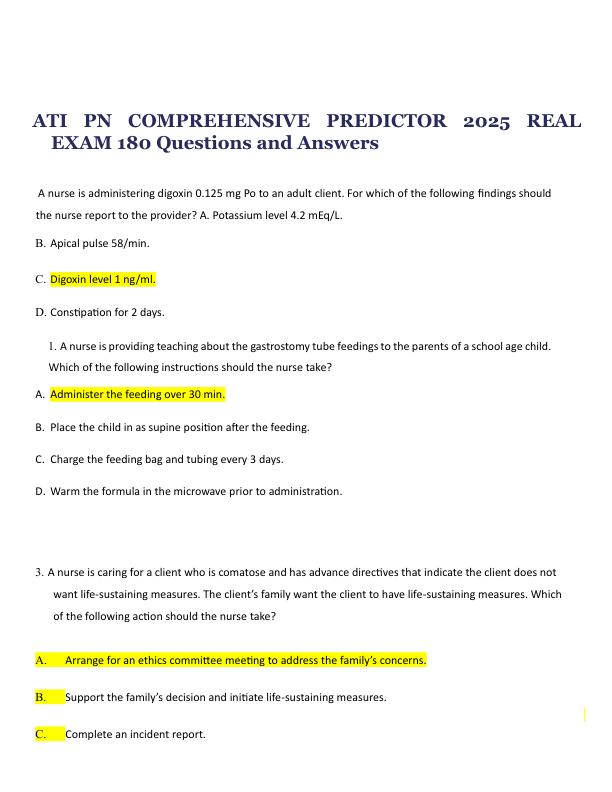mobile-preview-ATI PN COMPREHENSIVE PREDICTOR 2025 REAL EXAM 180 Questions and Answers 