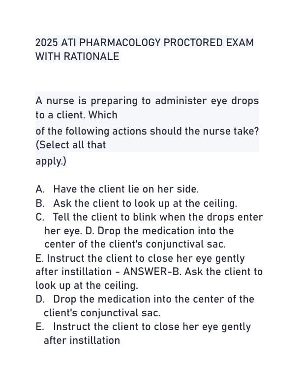 mobile-preview-2025 ATI PHARMACOLOGY PROCTORED EXAM WITH RATIONALE 