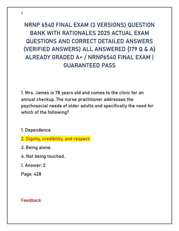 NRNP 6540 FINAL EXAM