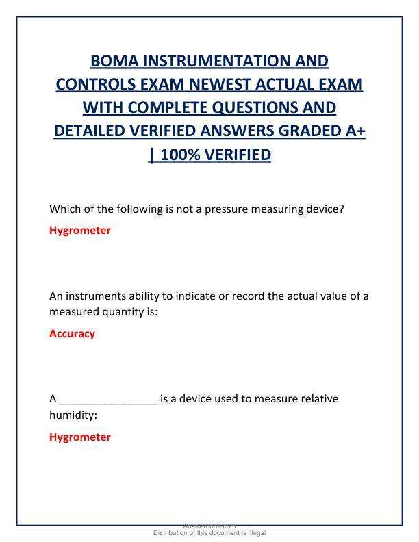 BOMA INSTRUMENTATION AND CONTROLS EXAM NEWEST ACTUAL EXAM WITH COMPLETE QUESTIONS AND DETAILED VERIFIED ANSWERS GRADED A.pdf