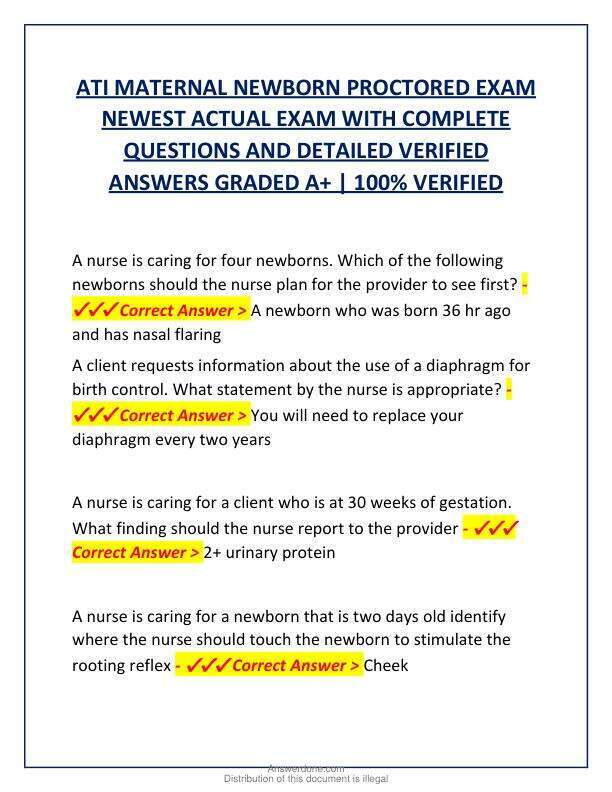 ATI MATERNAL NEWBORN PROCTORED EXAM NEWEST ACTUAL EXAM WITH COMPLETE QUESTIONS AND DETAILED VERIFIED ANSWERS GRADED A.pdf