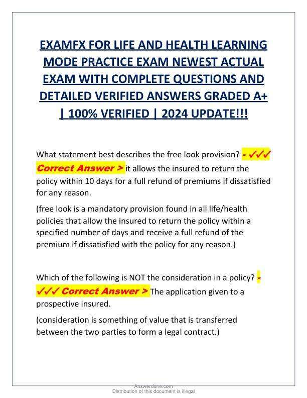 EXAMFX FOR LIFE AND HEALTH LEARNING MODE PRACTICE EXAM NEWEST ACTUAL EXAM WITH COMPLETE QUESTIONS AND DETAILED VERIFIED ANSWERS GRADED A.pdf