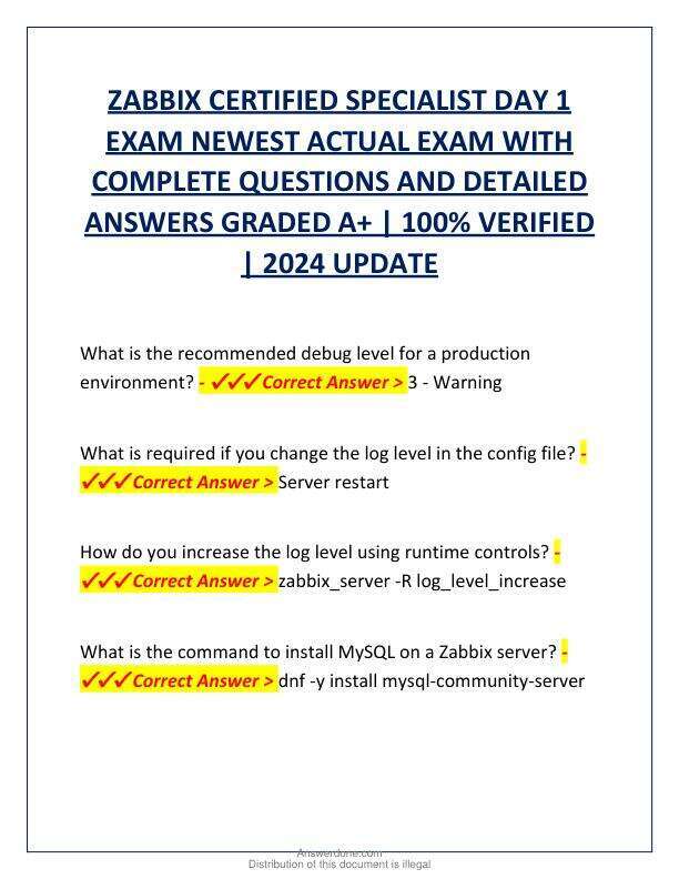 ZABBIX CERTIFIED SPECIALIST DAY 1 EXAM NEWEST ACTUAL EXAM WITH COMPLETE QUESTIONS AND DETAILED ANSWERS GRADED A.pdf