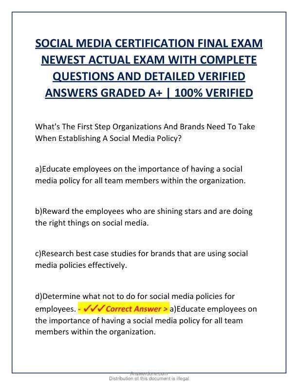 SOCIAL MEDIA CERTIFICATION FINAL EXAM NEWEST ACTUAL EXAM WITH COMPLETE QUESTIONS AND DETAILED VERIFIED ANSWERS GRADED A.pdf