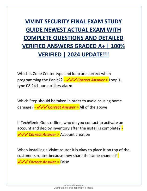 VIVINT SECURITY FINAL EXAM STUDY GUIDE NEWEST ACTUAL EXAM WITH COMPLETE QUESTIONS AND DETAILED VERIFIED ANSWERS GRADED A.pdf