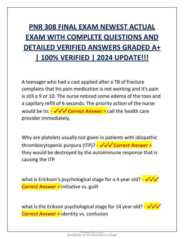 PNR 308 FINAL EXAM NEWEST ACTUAL EXAM WITH COMPLETE QUESTIONS AND DETAILED VERIFIED ANSWERS GRADED A.pdf