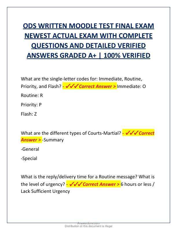 ODS WRITTEN MOODLE TEST FINAL EXAM NEWEST ACTUAL EXAM WITH COMPLETE QUESTIONS AND DETAILED VERIFIED ANSWERS GRADED A.pdf