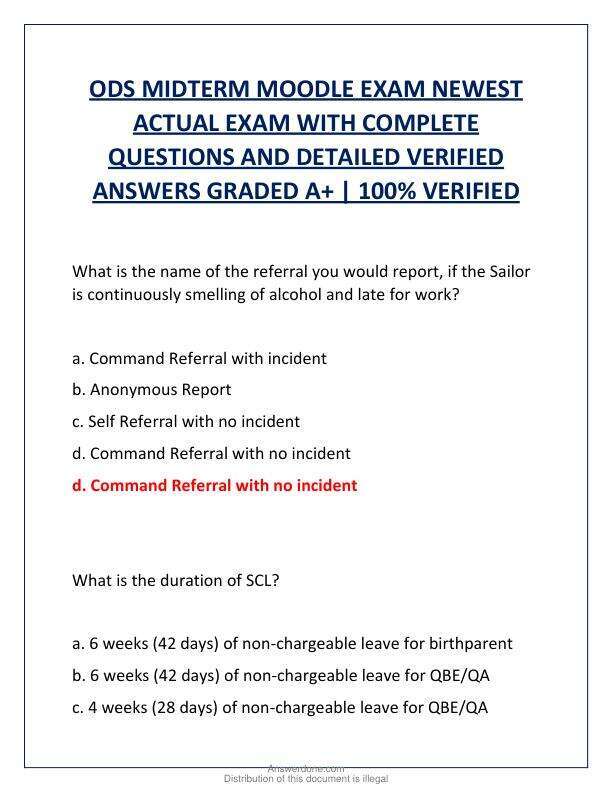 ODS MIDTERM MOODLE EXAM NEWEST ACTUAL EXAM WITH COMPLETE QUESTIONS AND DETAILED VERIFIED ANSWERS GRADED A.pdf