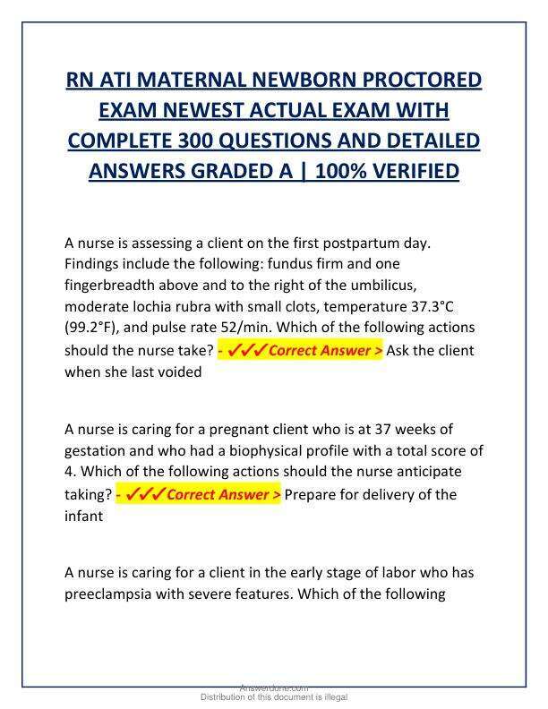 RN ATI MATERNAL NEWBORN PROCTORED EXAM NEWEST ACTUAL EXAM WITH COMPLETE 300 QUESTIONS AND DETAILED ANSWERS GRADED A.pdf