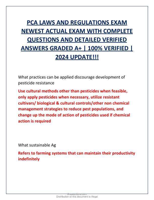 PCA LAWS AND REGULATIONS EXAM NEWEST ACTUAL EXAM WITH COMPLETE QUESTIONS AND DETAILED VERIFIED ANSWERS GRADED A.pdf