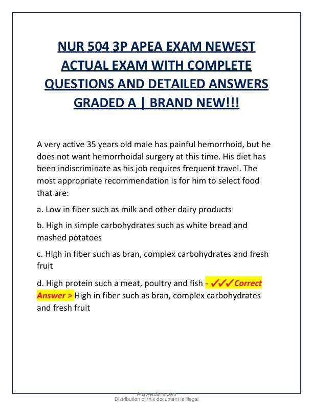 NUR 504 3P APEA EXAM NEWEST ACTUAL EXAM WITH COMPLETE QUESTIONS AND DETAILED ANSWERS GRADED A.pdf