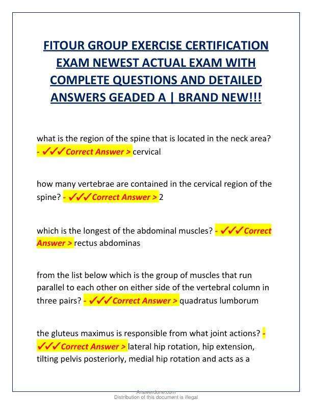 FITOUR GROUP EXERCISE CERTIFICATION EXAM NEWEST ACTUAL EXAM WITH COMPLETE QUESTIONS AND DETAILED ANSWERS GEADED A.pdf