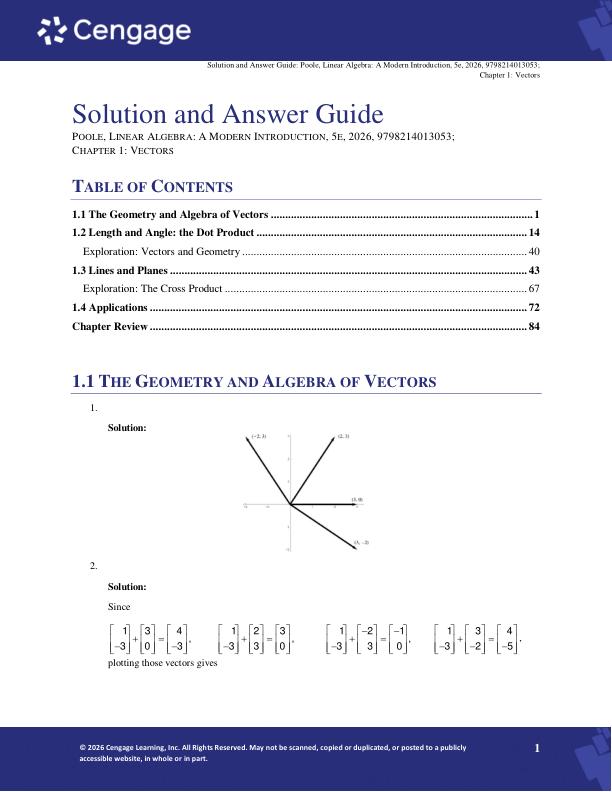 Solution Manual For Linear Algebra A Modern Introduction 5th Edition by David Poole Copyright 2026