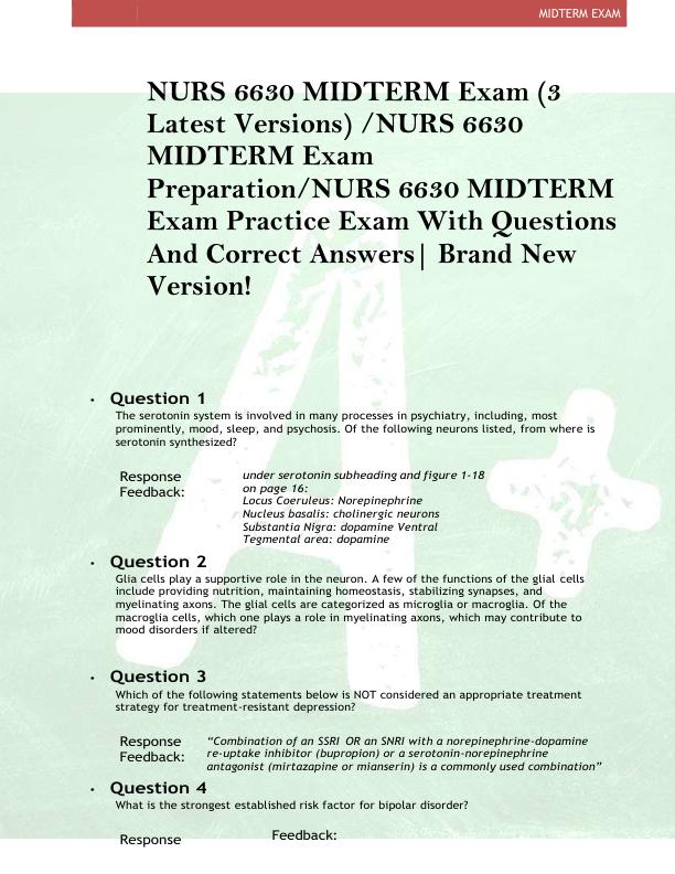 mobile-preview-NURS 6630 MIDTERM Exam (3  Latest Versions) /NURS 6630  MIDTERM Exam  Preparation/NURS 6630 MIDTERM  Exam Practice Exam With Questions  And Correct Answers| Brand New  Version! 