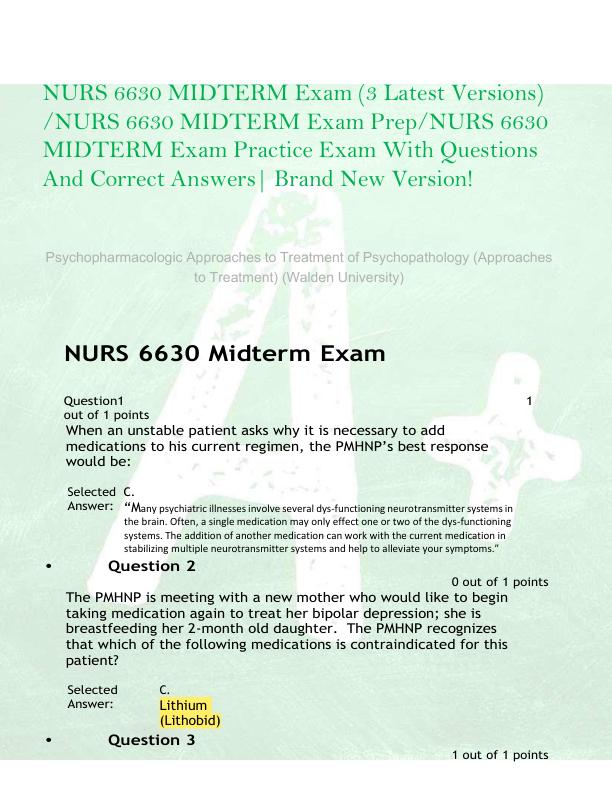 mobile-preview-NURS 6630 MIDTERM Exam (3 Latest Versions)  /NURS 6630 MIDTERM Exam Prep/NURS 6630  MIDTERM Exam Practice Exam With Questions  And Correct Answers| Brand New Version! 