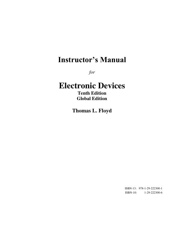 Solution Manual For Electronic Devices, Global Edition, 10th Edition By Thomas L Floyd