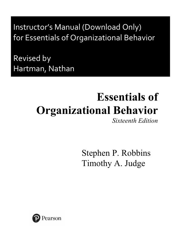 mobile-preview-Solution Manual For Essentials of Organizational Behavior, 16th Edition By Stephen P. Robbins Timothy A. Judge