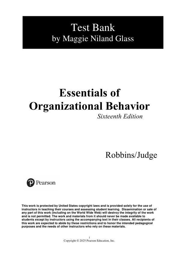 mobile-preview-Test Bank For Essentials of Organizational Behavior, 16th Edition By Stephen P. Robbins Timothy A. Judge