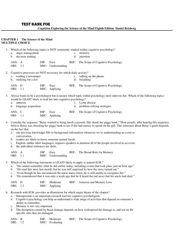 mobile-preview-Test Bank for Cognition Exploring the Science of the Mind Eighth Edition  Daniel Reisberg