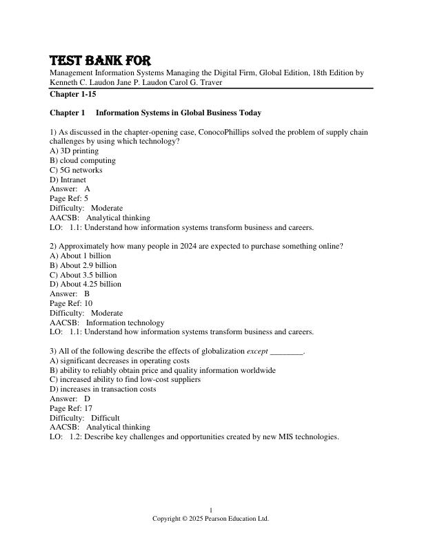 mobile-preview-Test Bank For Management Information Systems Managing the Digital Firm, Global Edition, 18th Edition by Kenneth C. Laudon Jane P. Laudon Carol G. Traver Chapter 1-15