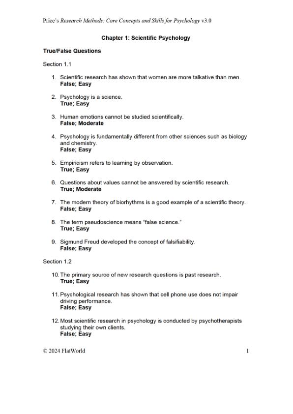mobile-preview-Test Bank For Research Methods Core Concepts and Skills for Psychology Version 3.0 By Paul C. Price Chapter 1-14