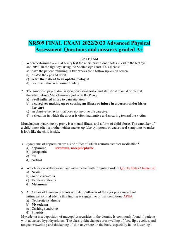mobile-preview-NR509 FINAL EXAM 2022,2023 Advanced Physical Assessment questions and answers A