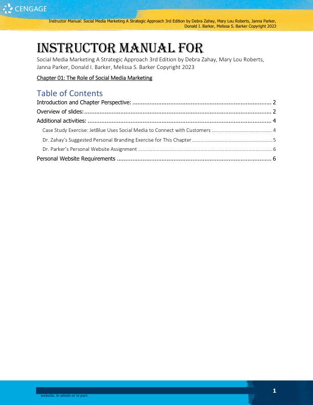 mobile-preview-Solution Manual For Social Media Marketing A Strategic Approach 3rd Edition by Debra Zahay, Mary Lou Roberts, Janna Parker, Donald I. Barker, Melissa S. Barker Copyright 2023 Chapter 1-14