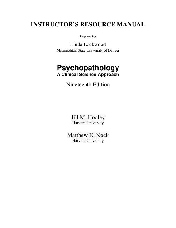 mobile-preview-Solution Manual For Psychopathology A Clinical Science Approach, 2025 19th Edition by Jill M. Hooley Matthew K. Nock Chapter 1-17