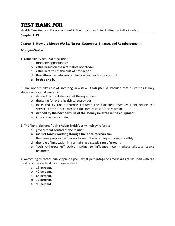 mobile-preview-Test Bank For Health Care Finance, Economics, and Policy for Nurses Third Edition by Betty Rambur Chapter 1-15