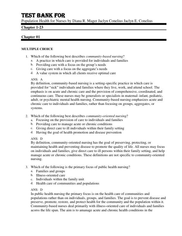 mobile-preview-Test Bank For Population Health for Nurses by Diana R. Mager Jaclyn Conelius Jaclyn E. Conelius Chapter 1-23