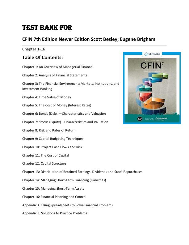 mobile-preview-TEST BANK FOR CFIN 7th Edition Newer Edition Scott Besley; Eugene Brigham