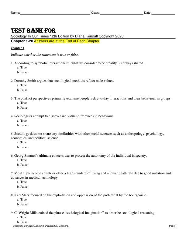 mobile-preview-Test Bank For Sociology In Our Times 12th Edition by Diana Kendall Copyright 2023 Chapter 1-20