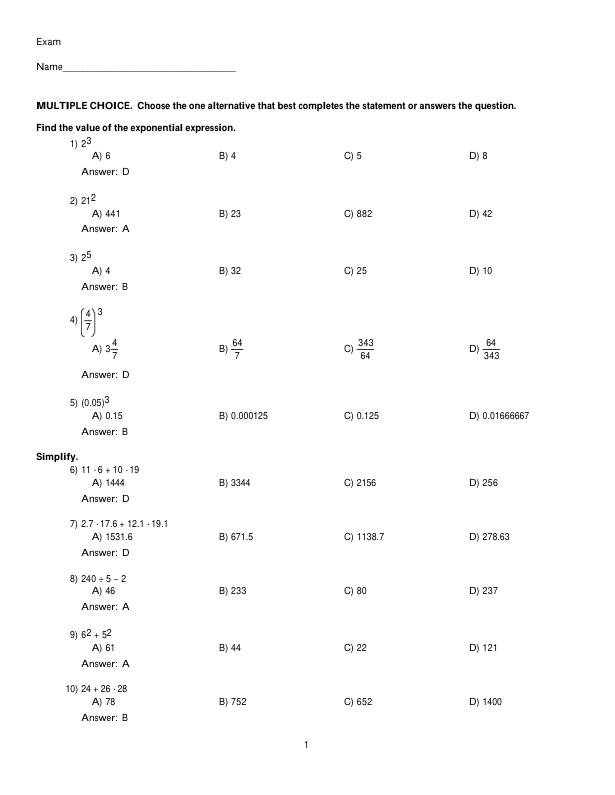 Test Bank For Beginning & Intermediate Algebra, 8th Edition by Margaret L. Lial, John Hornsby, Terry McGinnis, Callie J. Daniels Chapter 1-14